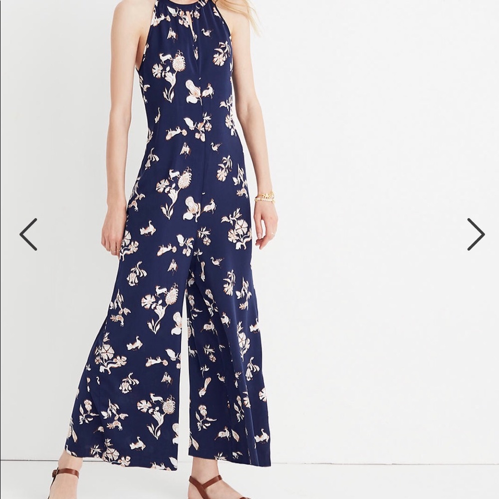 Madewell keyhole wide-leg jumpsuit in menagerie- M